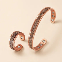 Pulseira de Cobre Elo Torcido Magnético com Anel Soul Fe