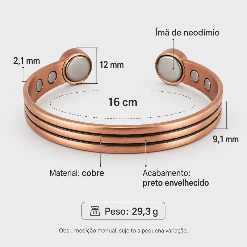 Pulseira de Cobre  Magnética Nó Infinito Vintage Soul Fe