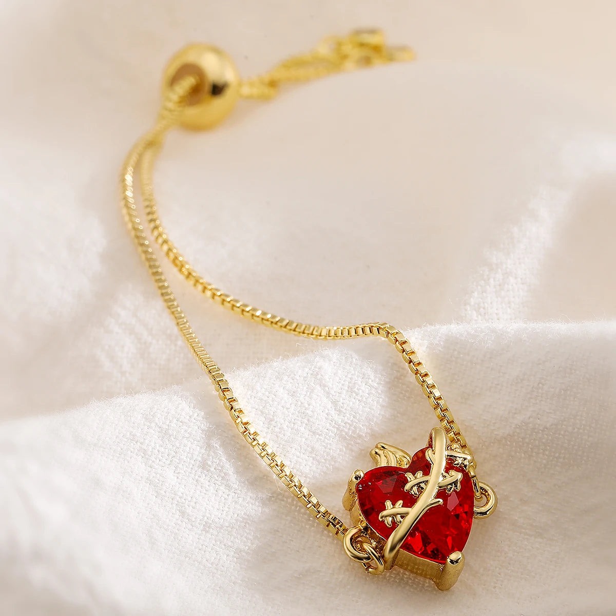Pulseiras Coração Vermelho com Zircônia 32086 Soul Fé