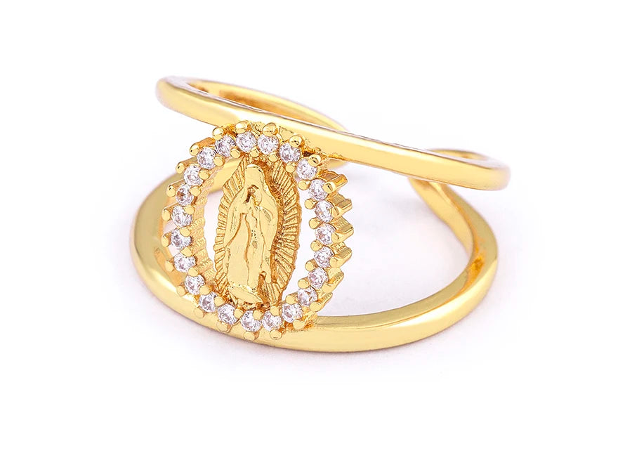 Anel Nossa Senhora Ajustável Assumpta Banhado a Ouro