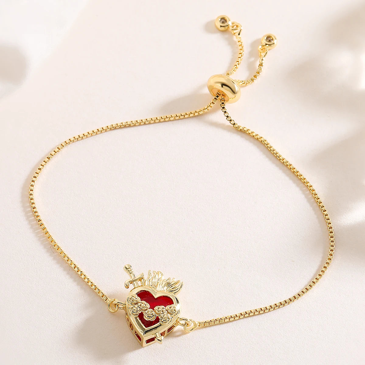 Pulseiras Coração Vermelho com Zircônia 32084 Soul Fé