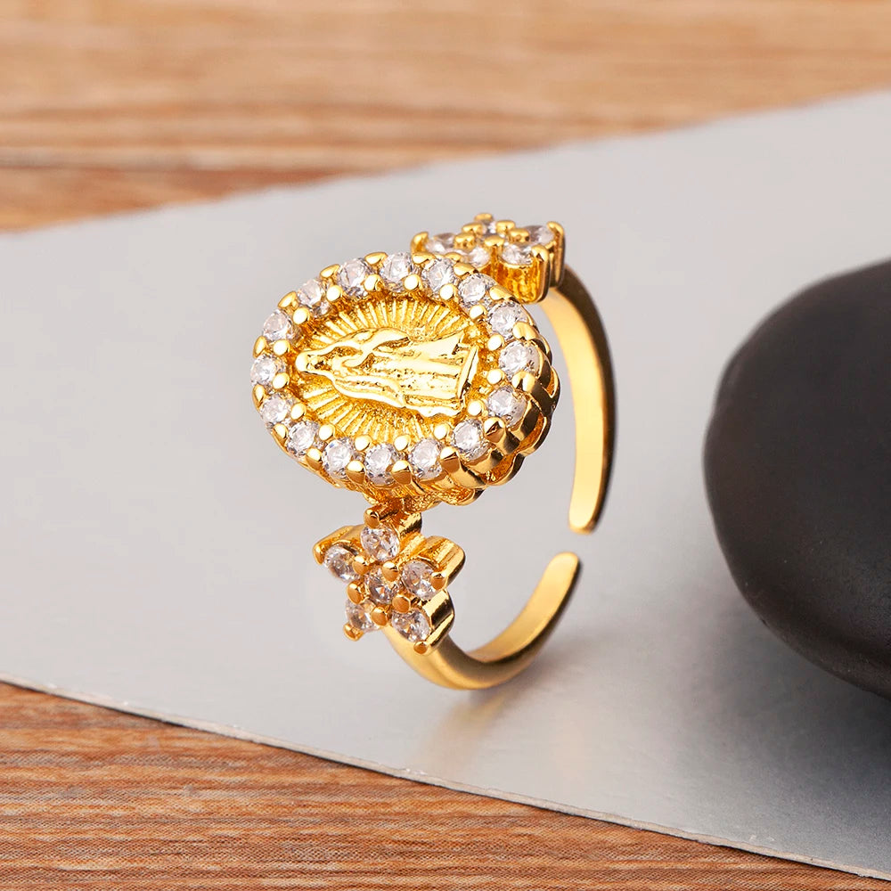 Anéis Nossa Senhora Ajustáveis com Zircônia R848 ajustável Soul Fé