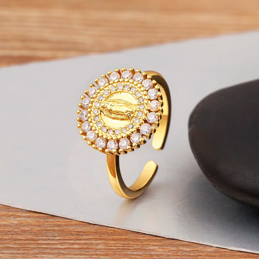Anéis Nossa Senhora Ajustáveis com Zircônia R846 ajustável Soul Fé