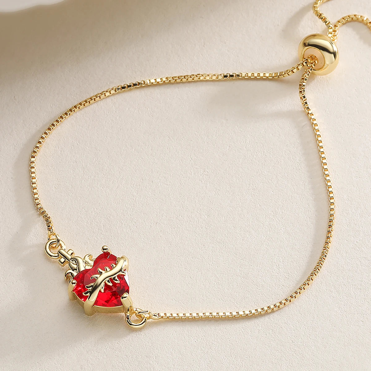 Pulseiras Coração Vermelho com Zircônia 32563 Soul Fé