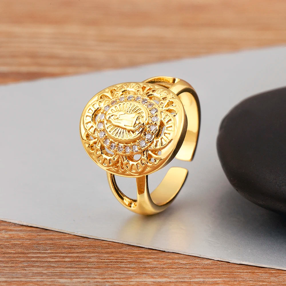 Anéis Nossa Senhora Ajustáveis com Zircônia R845 ajustável Soul Fé