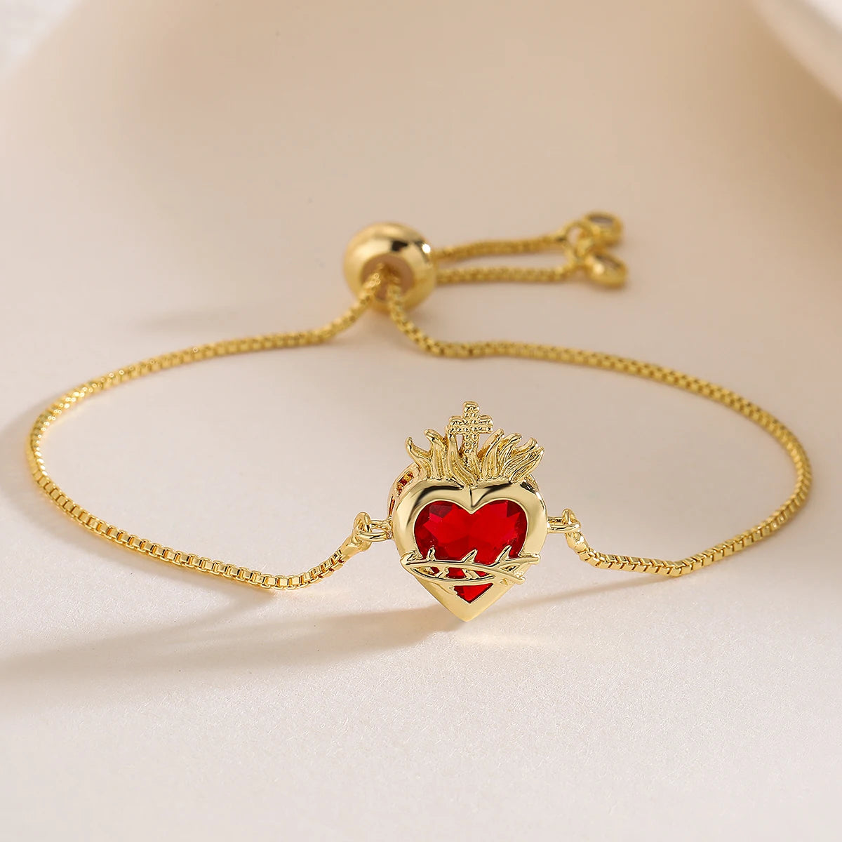 Pulseiras Coração Vermelho com Zircônia 32085 Soul Fé