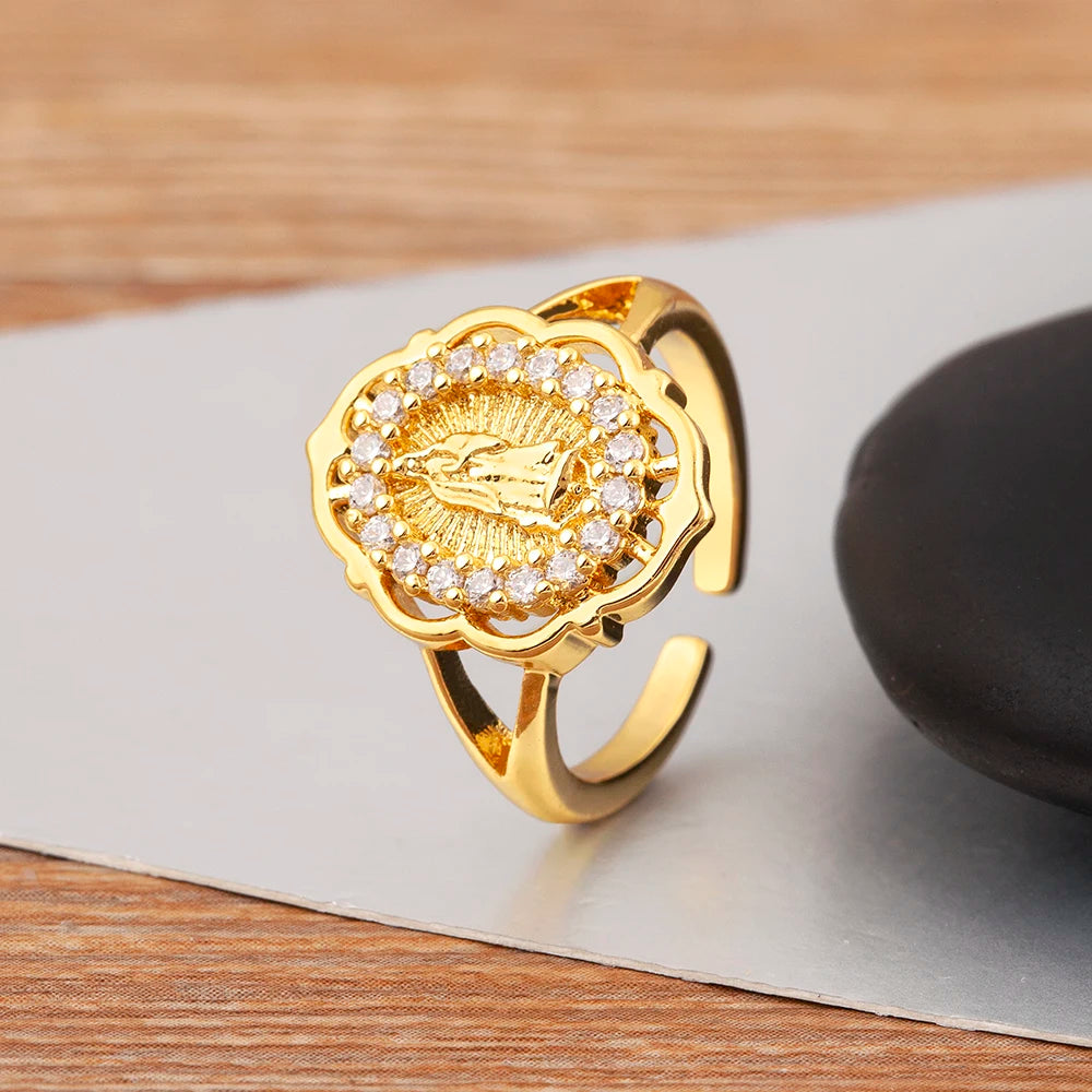 Anéis Nossa Senhora Ajustáveis com Zircônia R847 ajustável Soul Fé