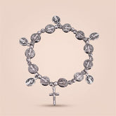 Pulseira Terço Católica com Cruz e Medalha Religiosa - Via Sacra